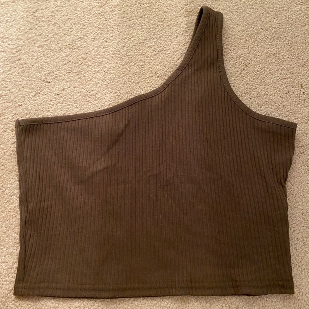 Green one shoulder crop top